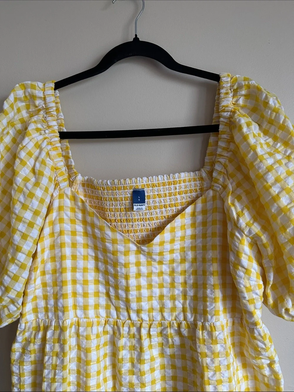 Old Navy Yellow and White Gingham Smocked Dress - Picture 3 of 7